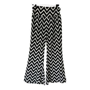 Orange Fashion Village High Waist Black/White Chevron Wide Leg Palazzo Pants